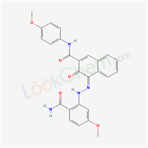 70321-82-3,4-[[2-(Aminocarbonyl)-5-methoxyphenyl]azo]-3-hydroxy-N-(4-methoxyphenyl)-2-naphthalenecarboxamide,2-Naphthalenecarboxamide,4-(2-(2-(aminocarbonyl)-5-methoxyphenyl)diazenyl)-3-hydroxy-N-(4-methoxyphenyl);4-((6-(Aminocarbonyl)-3-methoxyphenyl)azo)-3-hydroxy-N-(4-methoxyphenyl)-2-naphthalenecarboxamide;2-Naphthalenecarboxamide,4-((2-(aminocarbonyl)-5-methoxyphenyl)azo)-3-hydroxy-N-(4-methoxyphenyl);