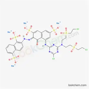 Molecular Structure of 85567-15-3 (2-[[8-[[4-[bis[2-[(2-chloroethyl)sulphonyl]ethyl]amino]-6-chloro-1,3,5-triazin-2-yl]amino]-1-hydroxy-3,6-disulpho-2-naphthyl]azo]naphthalene-1,5-disulphonic acid, sodium salt)