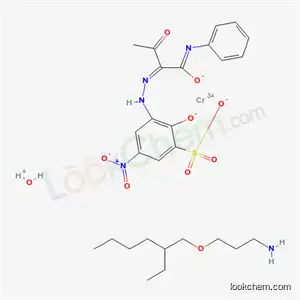 Molecular Structure of 94276-33-2 (hydrogen [3-[[1-[anilinocarbonyl]-2-oxopropyl]azo]-2-hydroxy-5-nitrobenzene-1-sulphonato(3-)]hydroxychromate(1-) , compound with 3-[(2-ethylhexyl)oxy]propylamine (1:1))