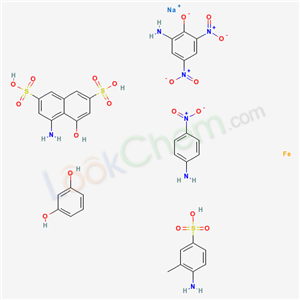 sodium,2-amino-4,6-dinitrophenolate,4-amino-5-hydroxynaphthalene-2,7-disulfonic acid,4-amino-3-methylbenzenesulfonic acid,benzene-1,3-diol,iron,4-nitroaniline