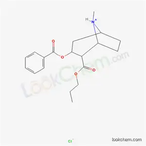 Molecular Structure of 69343-45-9 (3-(benzoyloxy)-8-methyl-2-(propoxycarbonyl)-8-azoniabicyclo[3.2.1]octane chloride)