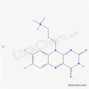 Molecular Structure of 97864-38-5 (3-(7,8-dichloro-2,4-dioxo-3,4-dihydrobenzo[g]pteridin-10(2H)-yl)-N,N-dimethylpropan-1-aminium chloride)