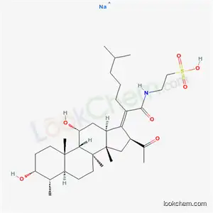 Molecular Structure of 42907-92-6 (ethanesulfonic acid, 2-[[(2Z)-2-[(3alpha,4alpha,5alpha,8alpha,9beta,11alpha,13alpha,14beta,16beta,17Z)-16-acetyl-3,11-dihydroxy-4,8,10,14-tetramethylgonan-17-ylidene]-6-methyl-1-oxoheptyl]amino]-, monosodium salt)
