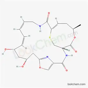 Molecular Structure of 53216-90-3 ((1S,9S,11S,12E,14E,19Z,22R)-9,11-Dihydroxy-22-methyl-6,23-dioxa-26-thia-2,17,27-triazatricyclo[17.5.2.14,7]heptacosa-4,7(27),12,14,19-pentene-3,8,24-trione)