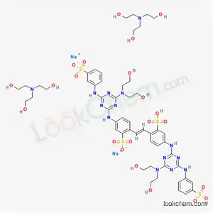 Molecular Structure of 68025-18-3 (4,4-Bis((4-(bis(2-hydroxyethyl)amino)-6-((3-sulphophenyl)amino)-1,3,5-triazin-2-yl)amino)stilbene-2,2-disulphonic acid, disodium salt, compound with 2,2,2-nitrilotriethanol (1:2))