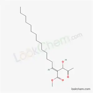 Molecular Structure of 176654-13-0 (methyl (2E)-2-(1-hydroxy-2-oxopropyl)hexadec-2-enoate)