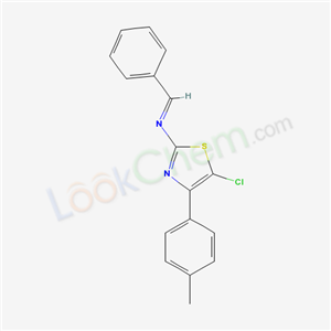 119121-73-2,5-chloro-4-(4-methylphenyl)-N-[(E)-phenylmethylidene]-1,3-thiazol-2-amine,N-(5-Chloro-4-(4-methylphenyl)-1,3-thiazol-2-yl)-1-phenylmethanimine;