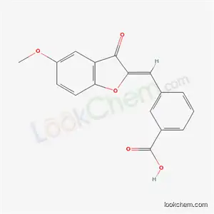 Molecular Structure of 74814-56-5 (3-[(Z)-(5-methoxy-3-oxo-1-benzofuran-2(3H)-ylidene)methyl]benzoic acid)