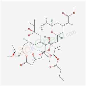 Molecular Structure of 197640-86-1 (Butanoic acid, (1S,3S,5Z,7R,8E,11R,13E,15S,17R,21R,23R,25S)-1,11,21-trihydroxy-17-[(1R)-1-hydroxyethyl]-5,13-bis(2-methoxy-2-oxoethylidene)-10,10,26,26-tetramethyl-19-oxo-18,27,28,29-tetraoxatetracyclo[21.3.1.13,7.111,15]nonacos-8-en-25-yl ester)