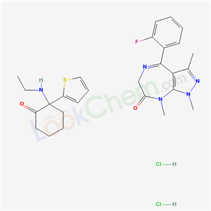 2-(ethylamino)-2-(thiophen-2-yl)cyclohexanone-4-(2-fluorophenyl)-1,3,8-trimethyl-6,8-dihydropyrazolo[3,4-e][1,4]diazepin-7(1H)-one hydrochloride (1:1:2)