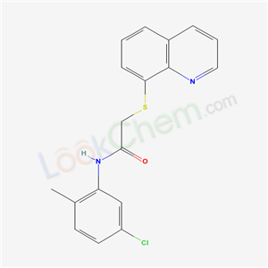 5928-44-9,N-(5-chloro-2-methylphenyl)-2-(quinolin-8-ylsulfanyl)acetamide,