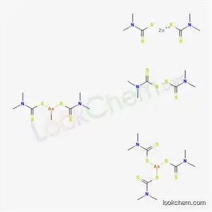 zinc, bis(dimethylcarbamothioylsulfanyl)arsanyl dimethylaminomethanedithioate, dimethylaminomethanedithioate, dimethylcarbamothioylsulfanyl dimethylaminomethanedithioate, (dimethylcarbamothioylsulfanyl-methyl-arsanyl) dimethylaminomethanedithioate
