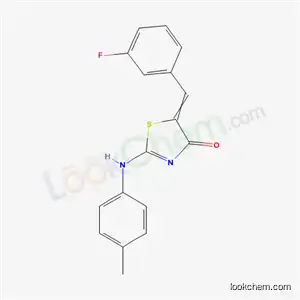Molecular Structure of 5743-21-5 (5-(3-fluorobenzylidene)-2-[(4-methylphenyl)amino]-1,3-thiazol-4(5H)-one)
