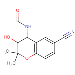 Molecular Structure of 128360-09-8 (Formamide,
N-(6-cyano-3,4-dihydro-3-hydroxy-2,2-dimethyl-2H-1-benzopyran-4-yl)-,
trans-)