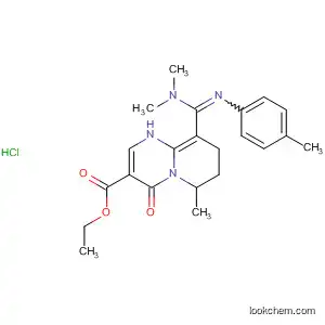 Molecular Structure of 70998-66-2 (4H-Pyrido[1,2-a]pyrimidine-3-carboxylic acid,
9-[(dimethylamino)[(4-methylphenyl)imino]methyl]-1,6,7,8-tetrahydro-6-
methyl-4-oxo-, ethyl ester, monohydrochloride)