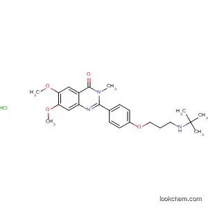 Molecular Structure of 83722-36-5 (4(3H)-Quinazolinone,
2-[4-[3-[(1,1-dimethylethyl)amino]propoxy]phenyl]-6,7-dimethoxy-3-meth
yl-, monohydrochloride)
