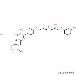 Molecular Structure of 83722-37-6 (4(3H)-Quinazolinone,
2-[4-[3-[[2-hydroxy-3-(3-methylphenoxy)propyl]amino]propoxy]phenyl]-6,
7-dimethoxy-3-methyl-, monohydrochloride)