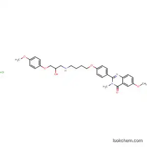 Molecular Structure of 83722-56-9 (4(3H)-Quinazolinone,
2-[4-[4-[[2-hydroxy-3-(4-methoxyphenoxy)propyl]amino]butoxy]phenyl]-6-
methoxy-3-methyl-, monohydrochloride)