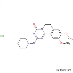 Molecular Structure of 85686-53-9 (4H-1,3,5-Triazino[2,1-a]isoquinolin-4-one,
6,7-dihydro-9,10-dimethoxy-2-(1-piperidinylamino)-,
monohydrochloride)