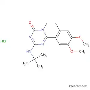 Molecular Structure of 85686-57-3 (4H-1,3,5-Triazino[2,1-a]isoquinolin-4-one,
2-[(1,1-dimethylethyl)amino]-6,7-dihydro-9,10-dimethoxy-,
monohydrochloride)