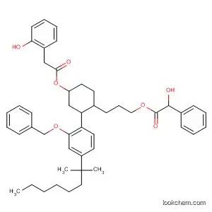 Molecular Structure of 86616-61-7 (Benzeneacetic acid, a-hydroxy-,
3-[2-[4-(1,1-dimethylheptyl)-2-(phenylmethoxy)phenyl]-4-[(hydroxyphenyl
acetyl)oxy]cyclohexyl]propyl ester)