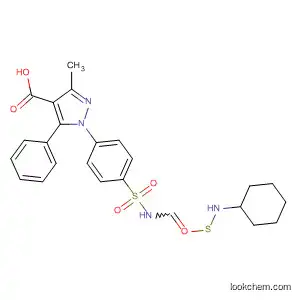 Molecular Structure of 88281-59-8 (1H-Pyrazole-4-carboxylic acid,
1-[4-[[[(cyclohexylamino)thioxomethyl]amino]sulfonyl]phenyl]-3-methyl-5-
phenyl-)