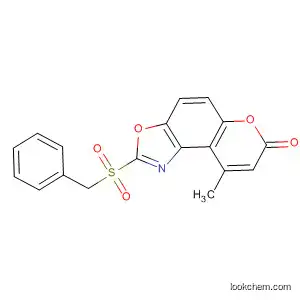 Molecular Structure of 88519-08-8 (7H-Pyrano[3,2-e]benzoxazol-7-one, 9-methyl-2-[(phenylmethyl)sulfonyl]-)