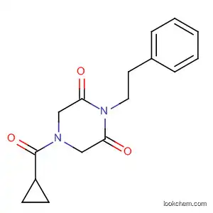 Molecular Structure of 88519-12-4 (2,6-Piperazinedione, 4-(cyclopropylcarbonyl)-1-(2-phenylethyl)-)