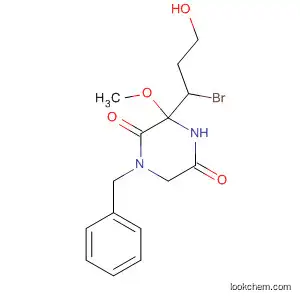 Molecular Structure of 88521-44-2 (2,5-Piperazinedione,
3-(1-bromo-3-hydroxypropyl)-3-methoxy-1-(phenylmethyl)-)