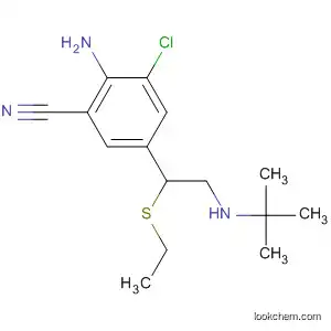 Molecular Structure of 88699-12-1 (Benzonitrile,
2-amino-3-chloro-5-[2-[(1,1-dimethylethyl)amino]-1-(ethylthio)ethyl]-)