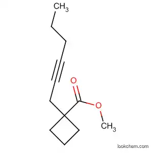 Molecular Structure of 89056-36-0 (Cyclobutanecarboxylic acid, 1-(2-hexynyl)-, methyl ester)