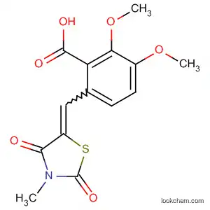 Molecular Structure of 89057-51-2 (Benzoic acid,
2,3-dimethoxy-6-[(3-methyl-2,4-dioxo-5-thiazolidinylidene)methyl]-)