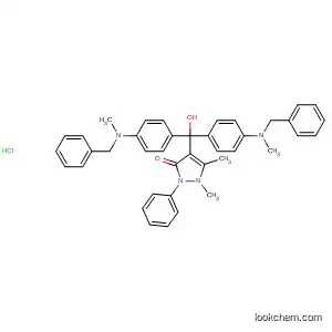 Molecular Structure of 89186-75-4 (3H-Pyrazol-3-one,
1,2-dihydro-4-[hydroxybis[4-[methyl(phenylmethyl)amino]phenyl]methyl]-
1,5-dimethyl-2-phenyl-, monohydrochloride)