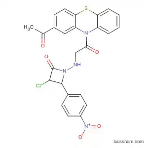 Molecular Structure of 89258-22-0 (10H-Phenothiazine,
2-acetyl-10-[[[3-chloro-2-(4-nitrophenyl)-4-oxo-1-azetidinyl]amino]acetyl]
-)