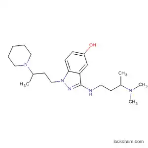 Molecular Structure of 89443-06-1 (1H-Indazol-5-ol,
3-[[3-(dimethylamino)butyl]amino]-1-[3-(1-piperidinyl)butyl]-)