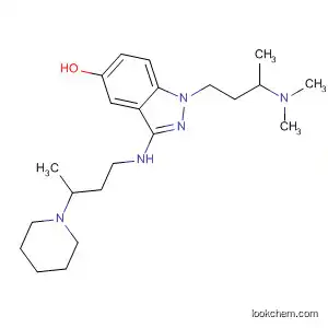 Molecular Structure of 89443-09-4 (1H-Indazol-5-ol,
1-[3-(dimethylamino)butyl]-3-[[3-(1-piperidinyl)butyl]amino]-)