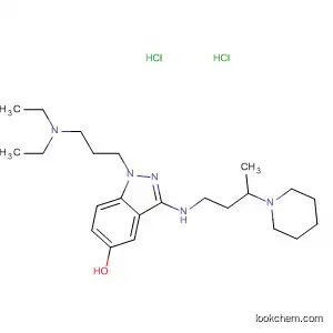 Molecular Structure of 89443-28-7 (1H-Indazol-5-ol,
1-[3-(diethylamino)propyl]-3-[[3-(1-piperidinyl)butyl]amino]-,
dihydrochloride)