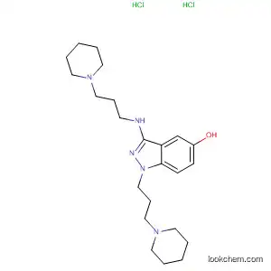 Molecular Structure of 89443-30-1 (1H-Indazol-5-ol,
1-[3-(1-piperidinyl)propyl]-3-[[3-(1-piperidinyl)propyl]amino]-,
dihydrochloride)