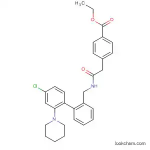 Molecular Structure of 89572-81-6 (Benzoic acid,
4-[2-[[[4-chloro-2-(1-piperidinyl)phenyl]phenylmethyl]amino]-2-oxoethyl]-,
ethyl ester)
