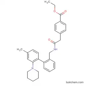 Molecular Structure of 89572-85-0 (Benzoic acid,
4-[2-[[[4-methyl-2-(1-piperidinyl)phenyl]phenylmethyl]amino]-2-oxoethyl]-
, ethyl ester)