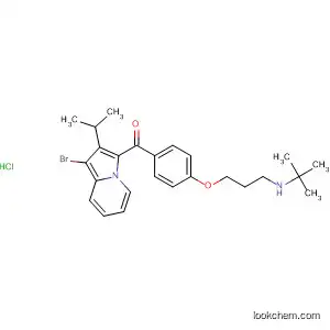 Molecular Structure of 89623-48-3 (Methanone,
[1-bromo-2-(1-methylethyl)-3-indolizinyl][4-[3-[(1,1-dimethylethyl)amino]
propoxy]phenyl]-, hydrochloride)