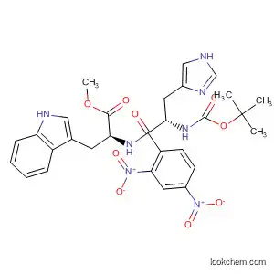 Molecular Structure of 89624-58-8 (L-Tryptophan,
N-[N-[(1,1-dimethylethoxy)carbonyl]-1-(2,4-dinitrophenyl)-L-histidyl]-,
methyl ester)