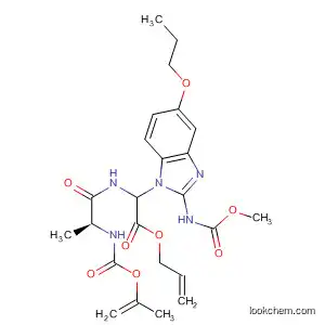 Molecular Structure of 89625-99-0 (Glycine,
2-[2-[(methoxycarbonyl)amino]-5-propoxy-1H-benzimidazol-1-yl]-N-[N-[(
2-propenyloxy)carbonyl]-L-alanyl]-, 2-propenyl ester)