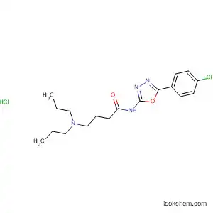 Molecular Structure of 89758-52-1 (Butanamide,
N-[5-(4-chlorophenyl)-1,3,4-oxadiazol-2-yl]-4-(dipropylamino)-,
monohydrochloride)