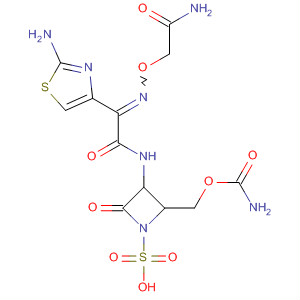 Molecular Structure of 89956-43-4 (1-Azetidinesulfonic acid,
2-[[(aminocarbonyl)oxy]methyl]-3-[[[(2-amino-2-oxoethoxy)imino](2-amin
o-4-thiazolyl)acetyl]amino]-4-oxo-)