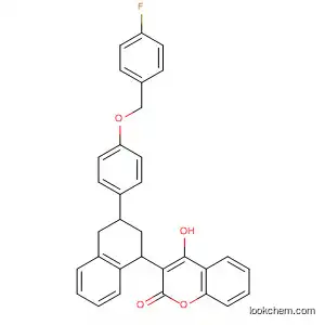 Molecular Structure of 90035-09-9 (2H-1-Benzopyran-2-one,
3-[3-[4-[(4-fluorophenyl)methoxy]phenyl]-1,2,3,4-tetrahydro-1-naphthalen
yl]-4-hydroxy-)
