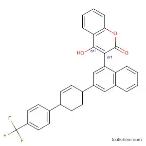 Molecular Structure of 90035-18-0 (2H-1-Benzopyran-2-one,
4-hydroxy-3-[1,2,3,4-tetrahydro-3-[4'-(trifluoromethyl)[1,1'-biphenyl]-4-yl]-
1-naphthalenyl]-, trans-)