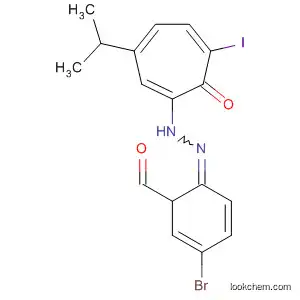 Molecular Structure of 90035-89-5 (Benzaldehyde, 4-bromo-,
[6-iodo-3-(1-methylethyl)-7-oxo-1,3,5-cycloheptatrien-1-yl]hydrazone)