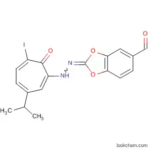 Molecular Structure of 90035-96-4 (1,3-Benzodioxole-5-carboxaldehyde,
[6-iodo-3-(1-methylethyl)-7-oxo-1,3,5-cycloheptatrien-1-yl]hydrazone)