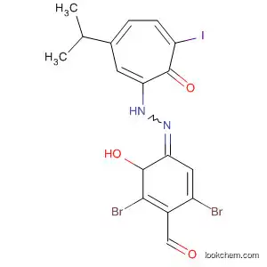 Molecular Structure of 90035-98-6 (Benzaldehyde, 3,5-dibromo-2-hydroxy-,
[6-iodo-3-(1-methylethyl)-7-oxo-1,3,5-cycloheptatrien-1-yl]hydrazone)